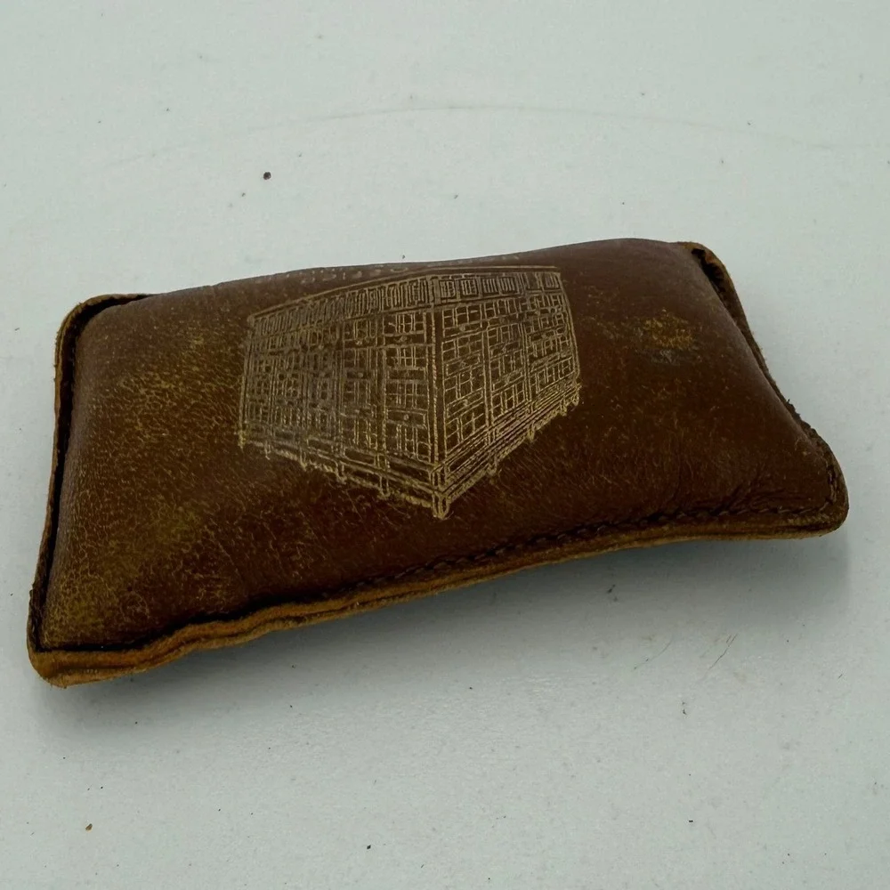 Vintage Rectangular Leather Shot-Filled Paperweight Promotional-Insurance‎ Co